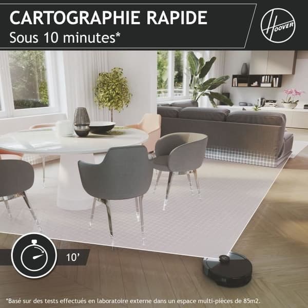 Hoover HG430H Hydro Robotdammsugare - Kraftfull 4000Pa - Alla våningar - Lasernavigering - Hindersensor - Laddstation
