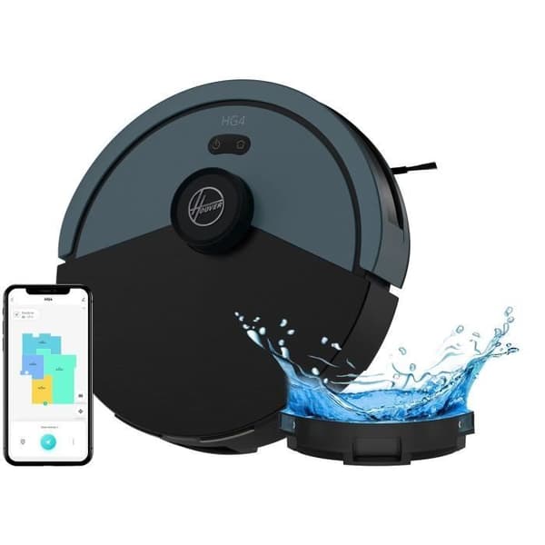 Hoover HG430H Hydro Robotdammsugare - Kraftfull 4000Pa - Alla våningar - Lasernavigering - Hindersensor - Laddstation Svart, Blå