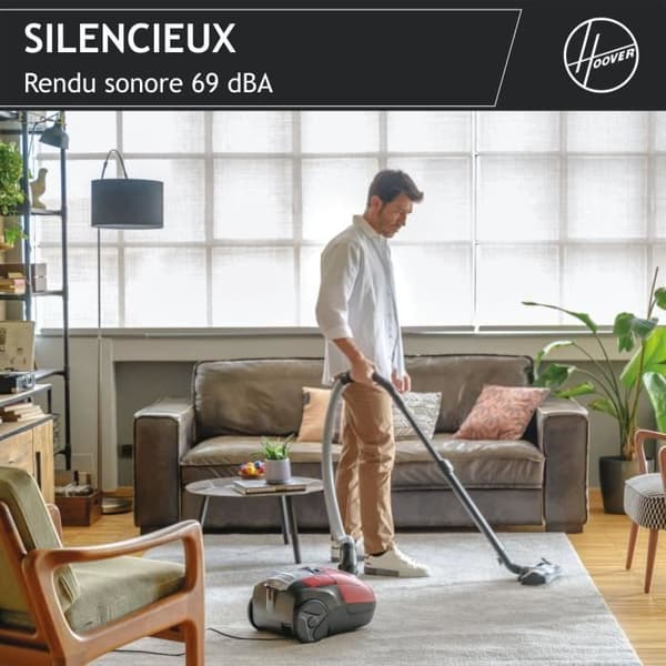 Støvsuger med pose - HOOVER HE510HM - 700 W - 4 L - 65 dBA - Specialparketgulv
