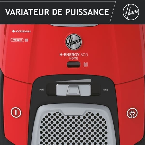 Støvsuger med pose - HOOVER HE510HM - 700 W - 4 L - 65 dBA - Specialparketgulv