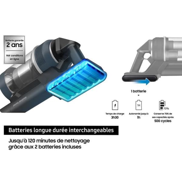 SAMSUNG Jet 85 Pet Extra VS20C85F2TB - Sladdlös stavdammsugare - Kraftfull: 210AW - Digital invertermotor