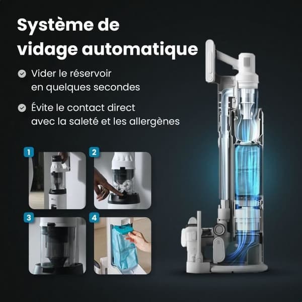EZICLEAN Cyclomax R22 station - Ledningsfri stavstøvsuger - 52 min - 500 W - 35 kPa - Hvid