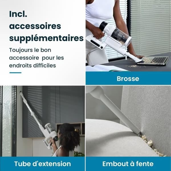 EZICLEAN Cyclomax R22 station - Ledningsfri stavstøvsuger - 52 min - 500 W - 35 kPa - Hvid