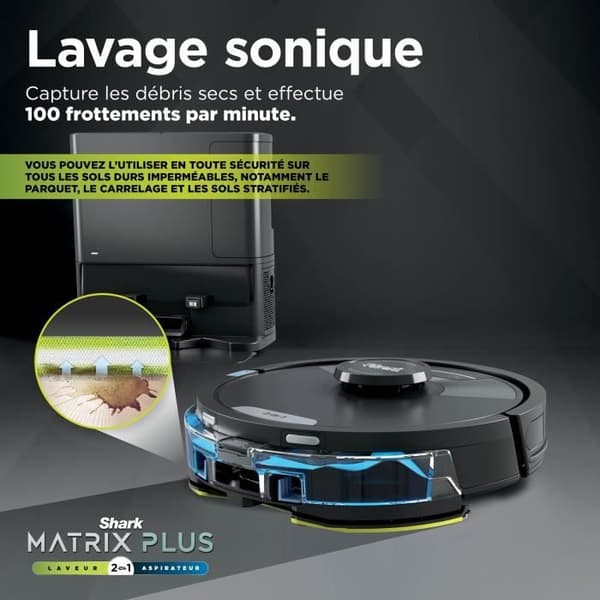 Shark Matrix Plus RV2620WAEU - 2-i-1 selvtømmende robotstøvsuger og moppe - Rengør hjørner og vinkler - Optimal dækning