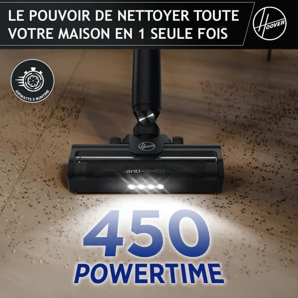 Johdoton varsi-imuri - HOOVER HF1P10H - 40 AW - LED-näyttö - musta / pastellinvioletti