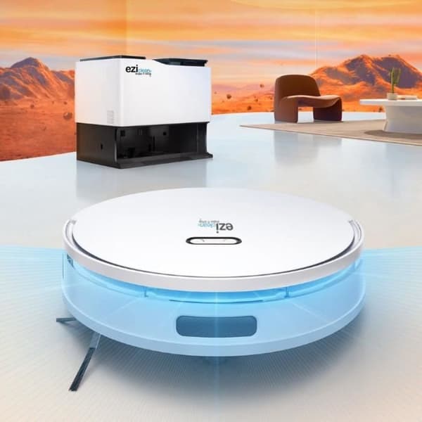 Uppkopplad robotdammsugare med tömningsbas - EZICLEAN All In One Z15 Pro - 10 000 Pa - 1,5 L - Vit