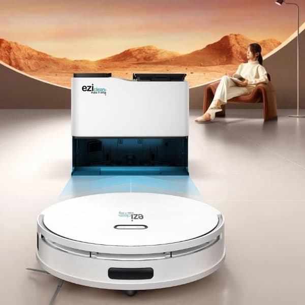 Uppkopplad robotdammsugare med tömningsbas - EZICLEAN All In One Z15 Pro - 10 000 Pa - 1,5 L - Vit