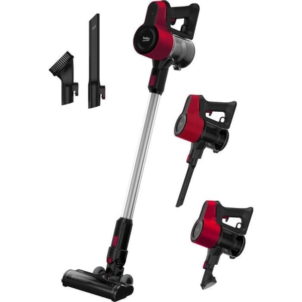 BEKO VRT50121VR Multifunktionel ledningsfri kost Støvsuger - 21,6V - 45 min. autonomi - Cyklonisk teknologi - Brinke-børste Rød