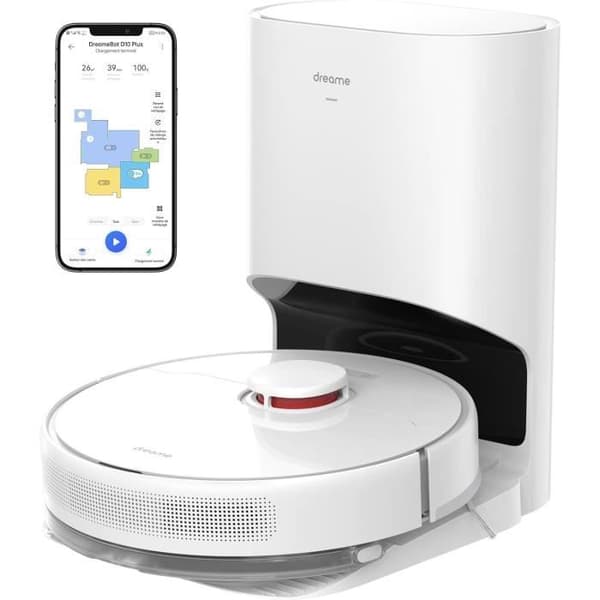 Dreame D10 Plus - Robotdammsugare med automatisk dammborttagning - Upp till 90 dagars dammlagring - LiDAR-navigering Vit