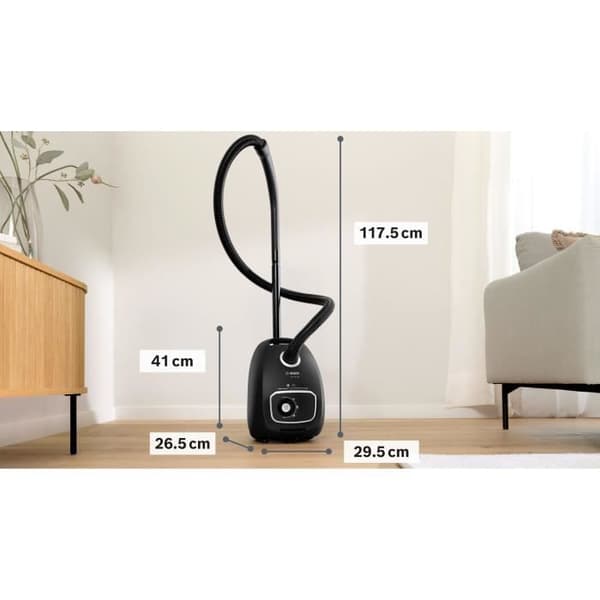BOSCH Serie 4 BGB41BA1 - Pölypussillinen sylinteripölynimuri - 11 m kantama - 4 litran pölypussitilavuus - 75 dB - 700 W - Musta