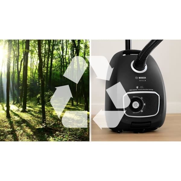 BOSCH Serie 4 BGB41BA1 - Pölypussillinen sylinteripölynimuri - 11 m kantama - 4 litran pölypussitilavuus - 75 dB - 700 W - Musta