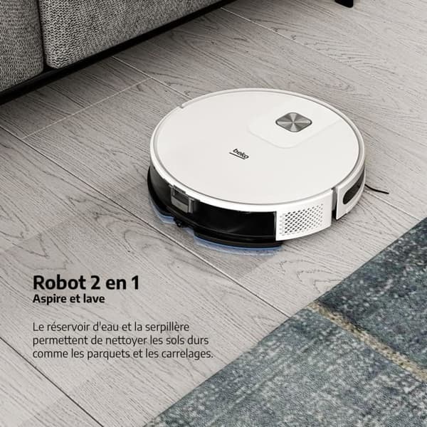 BEKO VRR60314VW - 2-i-1 tilsluttet robotstøvsuger - 150 minutters batterilevetid - 2000 pa - Hvid