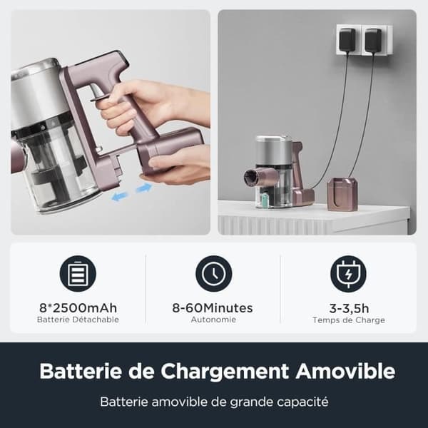 EUREKA AK10 Pro Sammenklappelig Ledningsfri Støvsuger - 29.000 Pa - 450 W - 82 dB