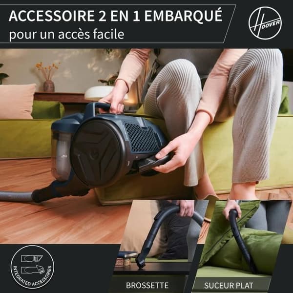 Påslös dammsugare - HOOVER - HP110HM - 700 W - 78 dBA - 2 L - Blå