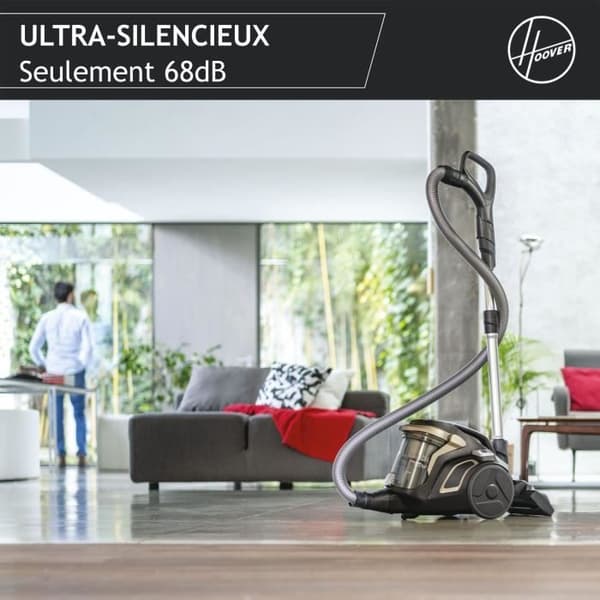 Påslös släddammsugare - HOOVER - HP720PET - 850 W - 68 dBA - 2 L kassett - Speciell för parkettgolv och djur