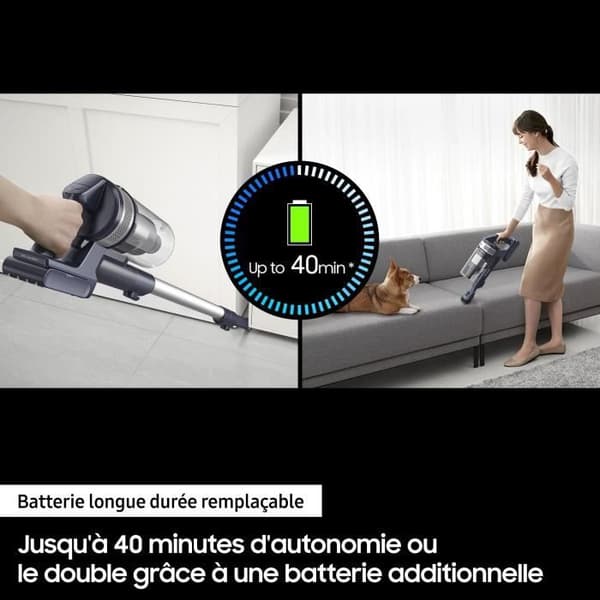 SAMSUNG VS15A6031R4 - Stickdammsugare 150 AW - Multicyklonisk utsug JET 60 - HEPA-filtrering - 40 min autonomi