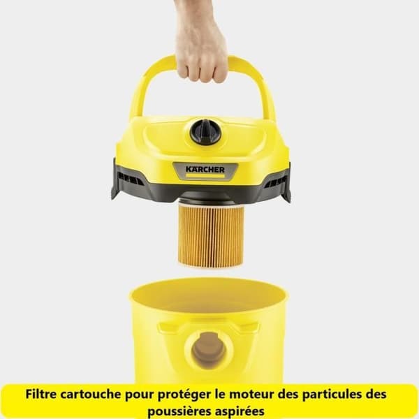 Våd- og tørstøvsuger KARCHER WD 2 Plus V-15/4/18 C - Polypropylentank 15 L - 1000W (Blæserfunktion)
