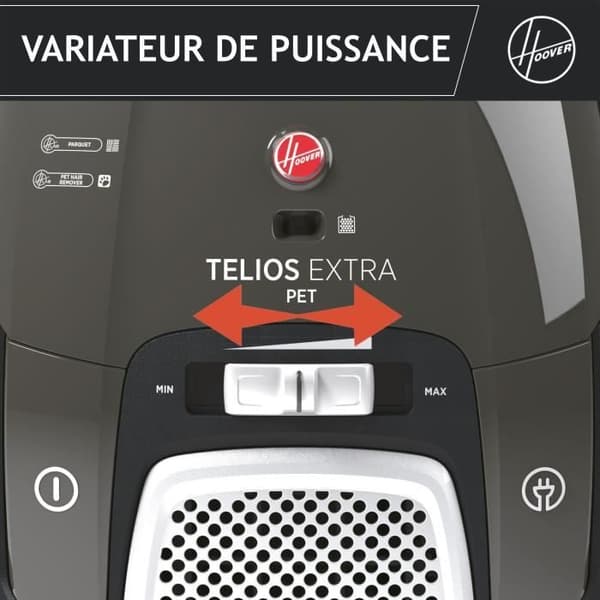 Pölypussillinen kelkkaimuri - HOOVER Telios Extra TXL20PET - 700 W - 3,5 L - 69 dBA - Eläimille tarkoitettu