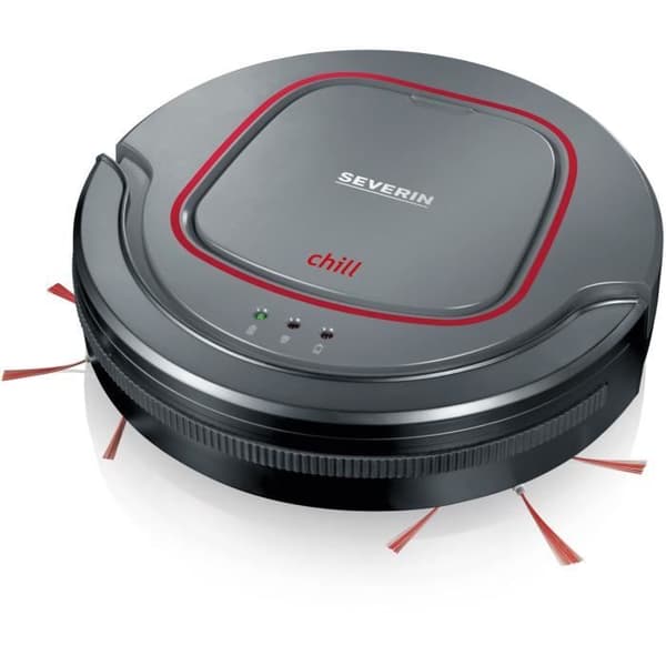 SEVERIN robotdammsugare - 12,8V litiumbatteri - 90 minuters batteritid - 350ml tank - 65dB tystnad Svart, Grå, Röd