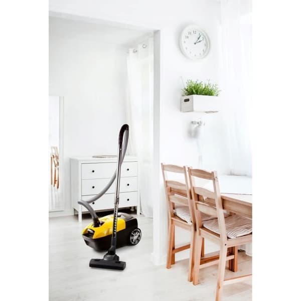 DOMO DO7294S - Cylinderstøvsuger med pose - 5L - HEPA H13 filter - 73dB - Justerbar sugekraft - 90cm metalrør Sort, Gul