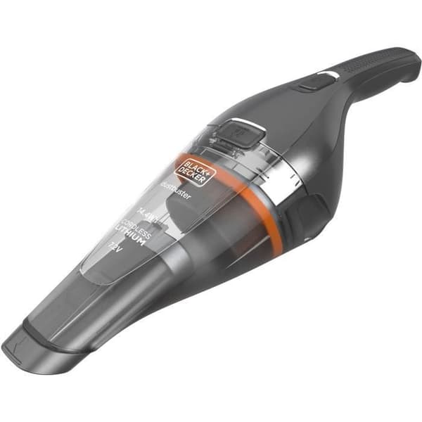 BLACK + DECKER NVC220WC-QW - Håndstøvsuger - Dustbuster Lithium 7.2V - EasyGrip - Krom og Titanium Krom, Titanium, Transparent