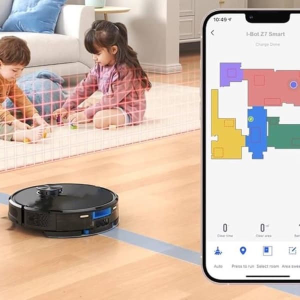 EZICLEAN I-Bot Z7 Smart Connected Robotdammsugare med sugkopp - 240 min - 3 kPa - 300 m² - 3 L