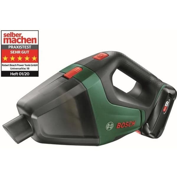 BOSCH ledningsfri håndstøvsuger - UniversalVac18 SÆT 1 batteri 2,5Ah Sort, Grøn