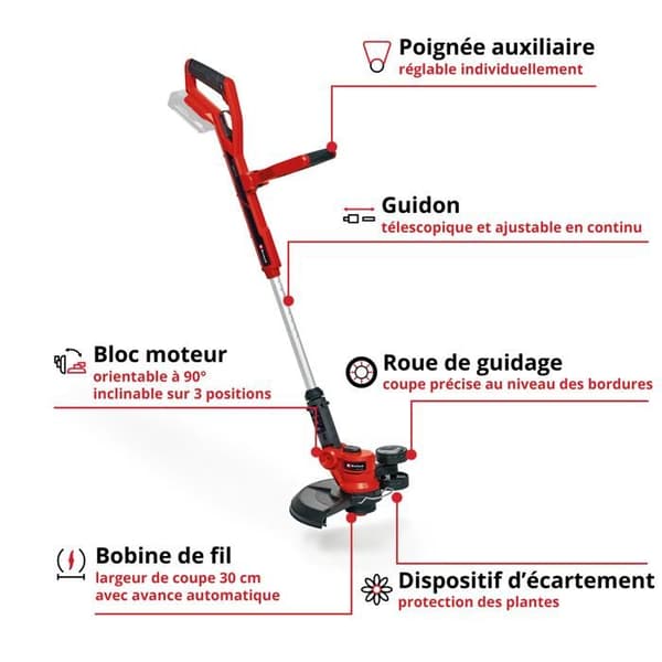Einhell Grästrimmer utan sladd GE-CT 18/30 Li-Solo Power X-Change (18V, med trådrulle) Levereras utan batteri och utan laddare