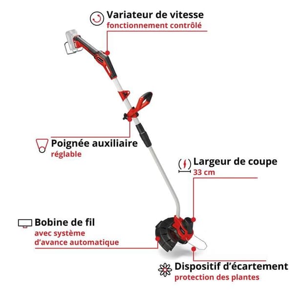 Einhell Grästrimmer utan sladd GE-CT 18/33 Li E- Solo Power X-Change (18V, klippbredd 33cm) Levereras utan batteri eller laddare