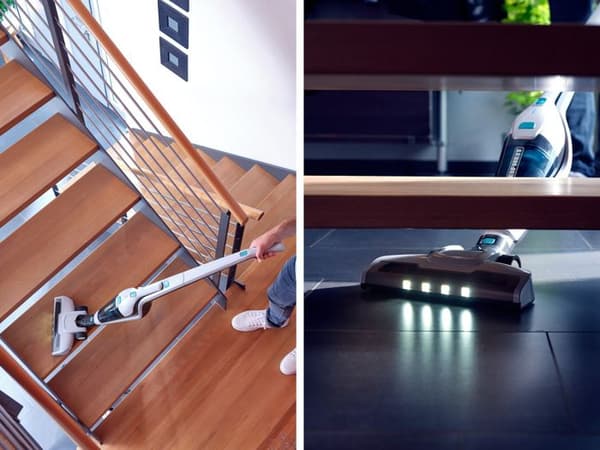 Trådlös 2-i-1 sopborste Leifheit Regulus PowerVac 11927, multifunktionell dammsugare 16V, autonomi 35min, vit