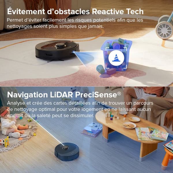 Roborock Q8 Max - Robotdammsugare och golvmopp Svart - 5500Pa - Dubbel Borste - Autonomi 240 Min - Reaktiv teknologisk hinderundvikelse