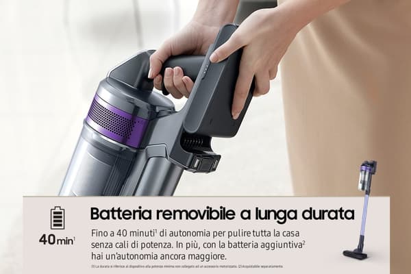 Samsung VS15A6031R4 Stavstøvsuger Batteridrevet, tør, poseløs, 0,8 L, sort
