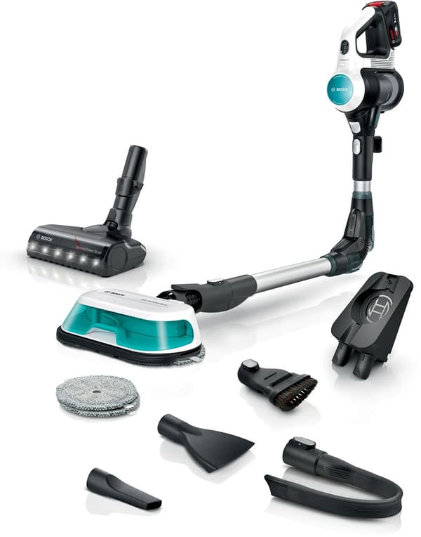 Bosch BCS71HYG4 Ledningsfri 2-i-1 støvsuger, støvsugning og mopping Unlimited 7 ProHygienic Aqua White