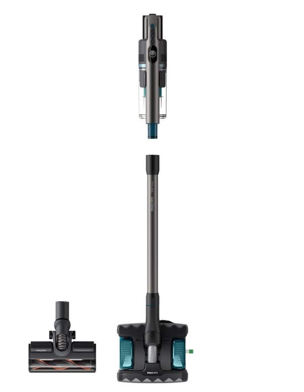 Philips 8000-serie XC8055/01 stavstøvsuger/elektrisk kost Batteridrevet tør- og vådsuger Cyklonisk poseløs 0,6 L Aqua-farve, Sort
