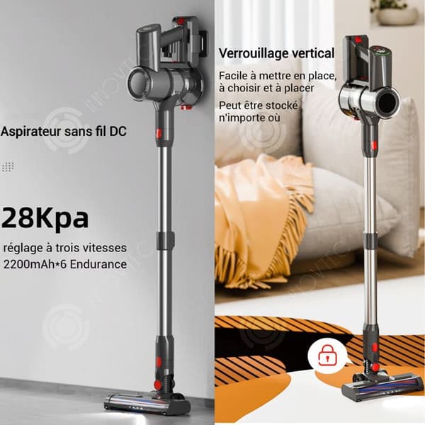INN Sladdlös golvdammsugare 300w 28kpa 0,8l inställning med 3 hastigheter trasselskydd touch-skärm sladdlös dammsugare