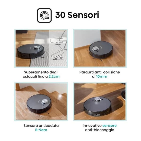 Hisense RVCL144AB Robotdammsugare Golvtvätt Svart Laser Mappning App