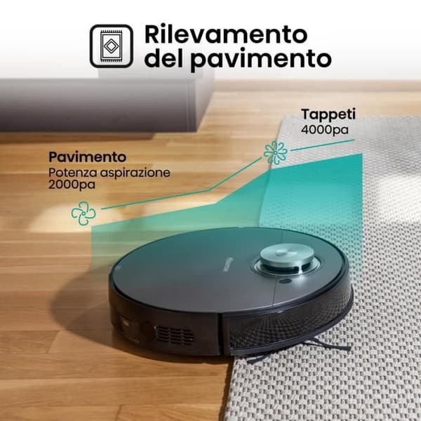Hisense RVCL144AB Robotdammsugare Golvtvätt Svart Laser Mappning App