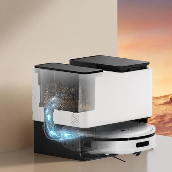 Tilsluttet robotstøvsuger med tømningsbase - EZICLEAN All In One Z15 Pro - 10.000 Pa - 1,5 L - Hvid