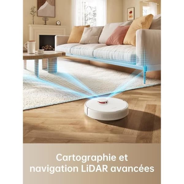 DREAME D9Max Valkoinen - 2-in-1 robotti-imuri - Älykäs laser LDS -navigointi - 4 000 Pa - Kartat useille kerroksille