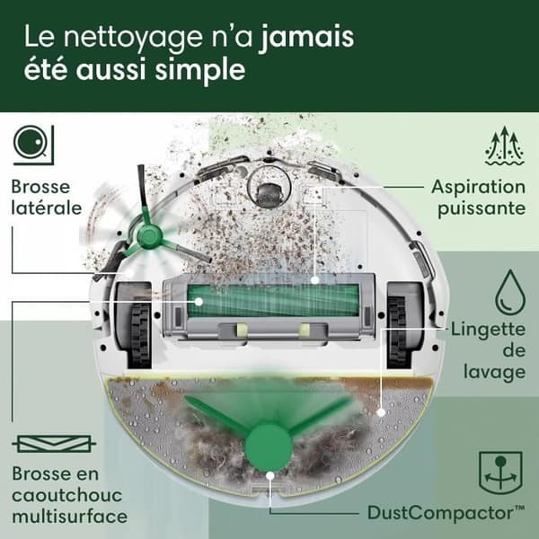 iRobot Roomba 205 DustCompactor Combo - Komprimerar automatiskt skräp inuti roboten upp till 60 J - Clearview LiDAR