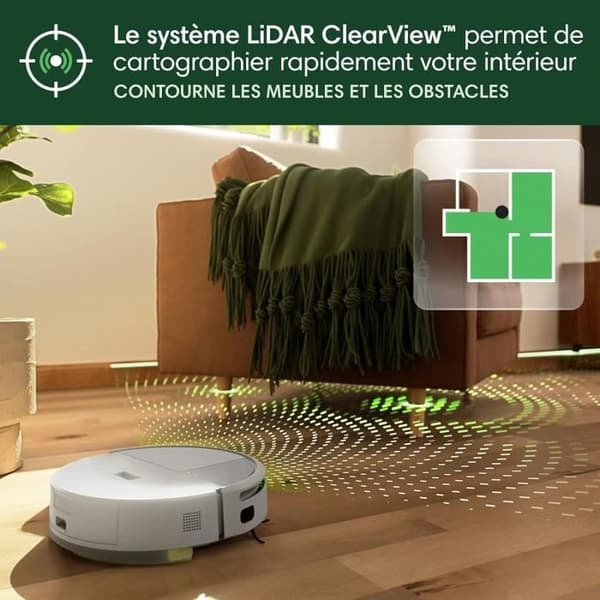 iRobot Roomba 205 DustCompactor Combo - Komprimerar automatiskt skräp inuti roboten upp till 60 J - Clearview LiDAR
