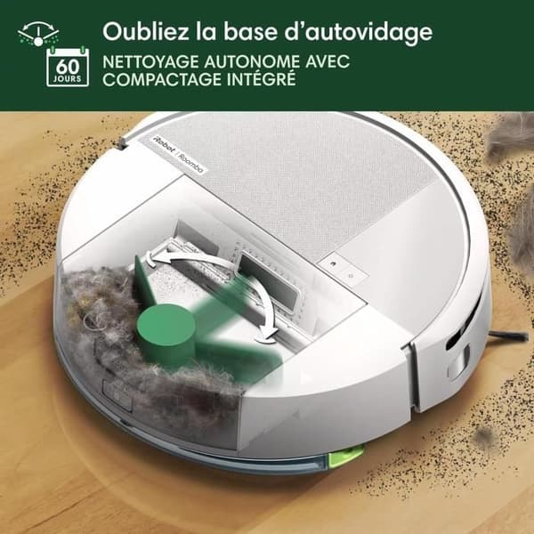 iRobot Roomba 205 DustCompactor Combo - Komprimerar automatiskt skräp inuti roboten upp till 60 J - Clearview LiDAR