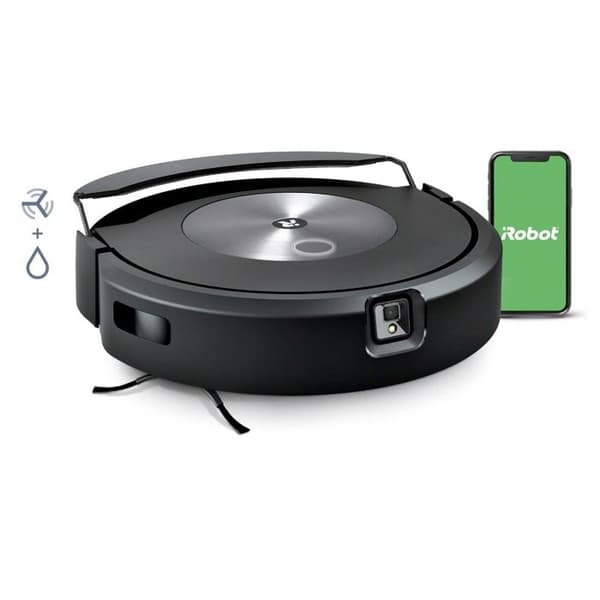 Robotdammsugare - IROBOT - Roomba Combo J7 - Suger och tvättar - Obegränsad driftstid - Kapacitet 0,4L Svart, Rostfritt stål