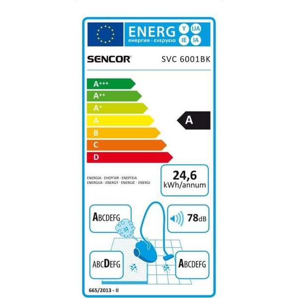 Kapseldammsugare med påse - SENCOR - SVC 6001BK - EUE3 - 700 W - 78 dB - 3 L - Svart
