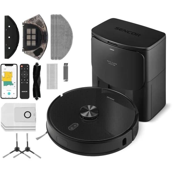 Robotdammsugare - SENCOR - SRV 9185BK - 3000 Pa - 140 min - 64 dB - 3 L - Svart