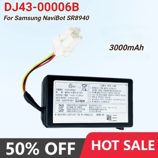 Vakuumbatteri, Modell DJ43-00006B, 14,4 Volt, Kompatibel med NaviBot SR8940, SR8950, SR8980,3000mAh