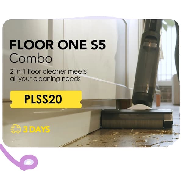 Tineco Floor One S5 Combo, HEPA-filter, trådløs betjening,EU, Gulv Et S5 Combo