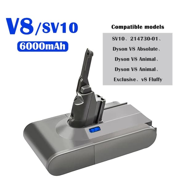Batteribyte, 4000mAh / 6000mAh kapacitet, kompatibel med V8-modeller,V8 6000mAh