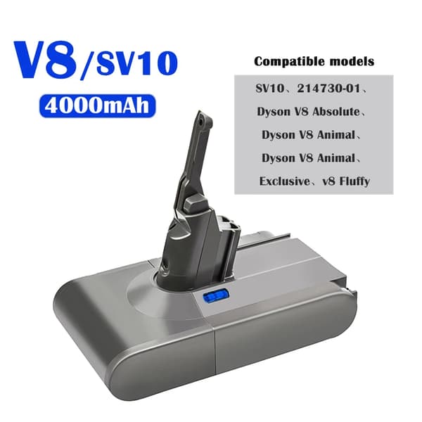 Batteribyte, 4000mAh / 6000mAh kapacitet, kompatibel med V8-modeller,V8 4000mAh
