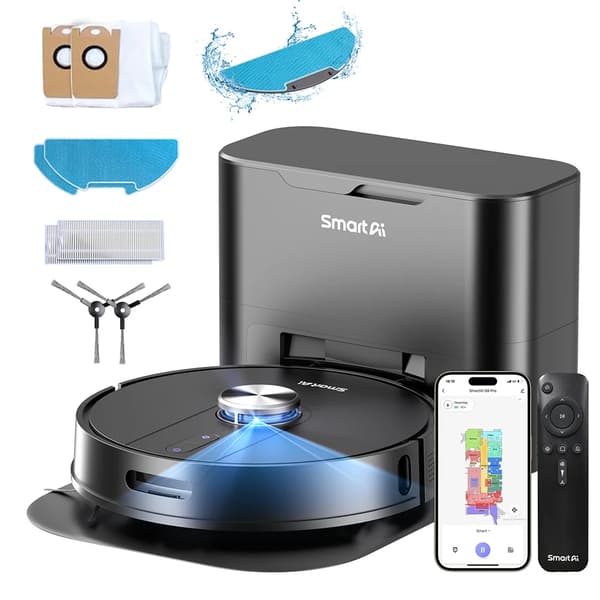 Robotdammsugare, 5000 Pa sugkraft, app- och röststyrning,SmartAI S8 Pro
